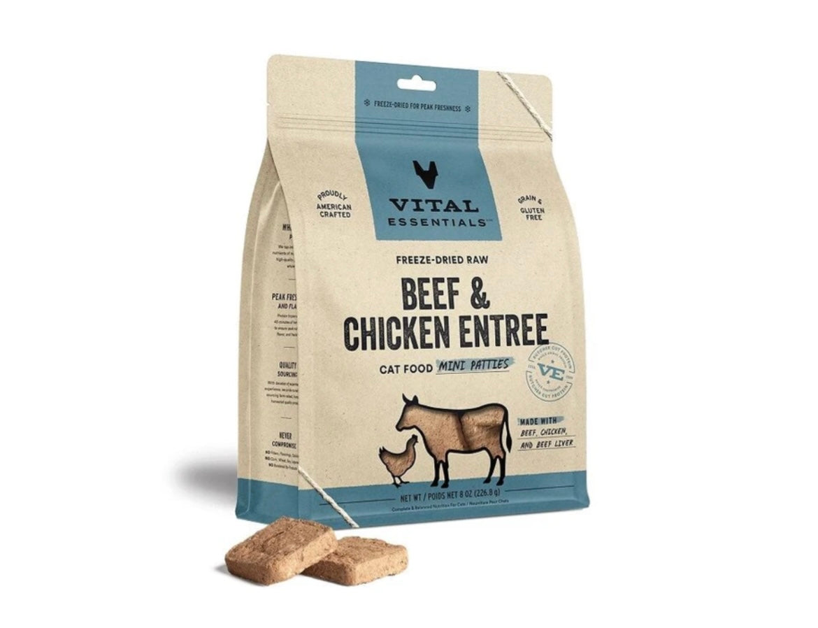 Vital Essentials-凍乾肉餅牛肉雞肉配方主食糧 (貓用)